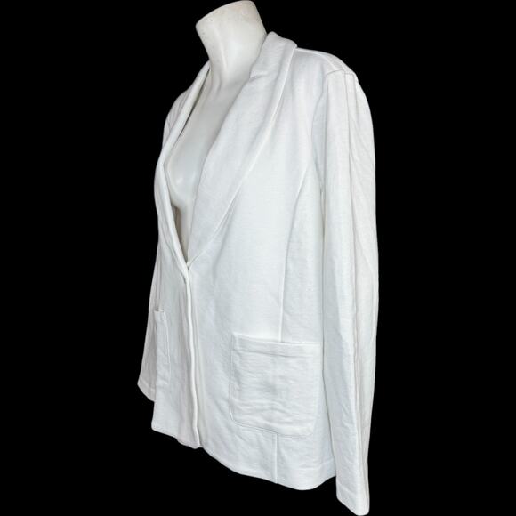 GRAVER Susan Graver LK Fusion 3/4 Slv Cutaway Hem Blazer White X-Large - Picture 2 of 13